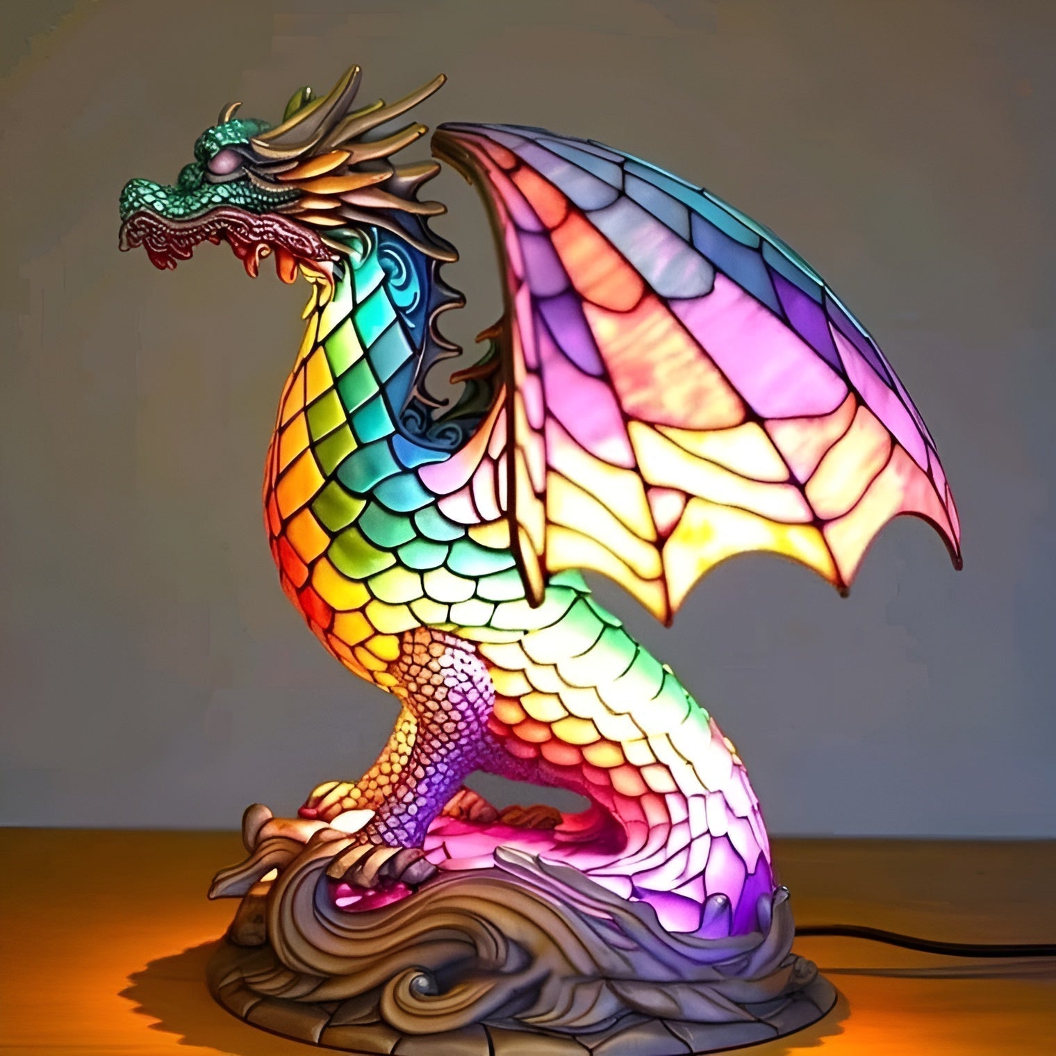 Ignis | Magisk Buntglas-Drachenlampe - Sopheria