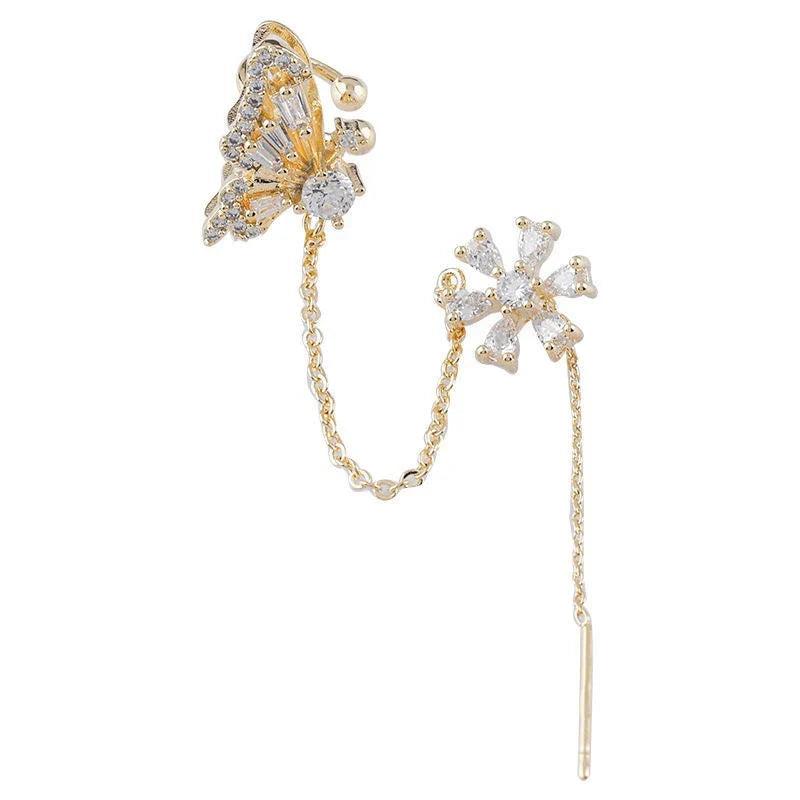 FlügelFunkeln – Ear-Cuff-Ohrringe mit Schmetterlings- & Blütendesign
