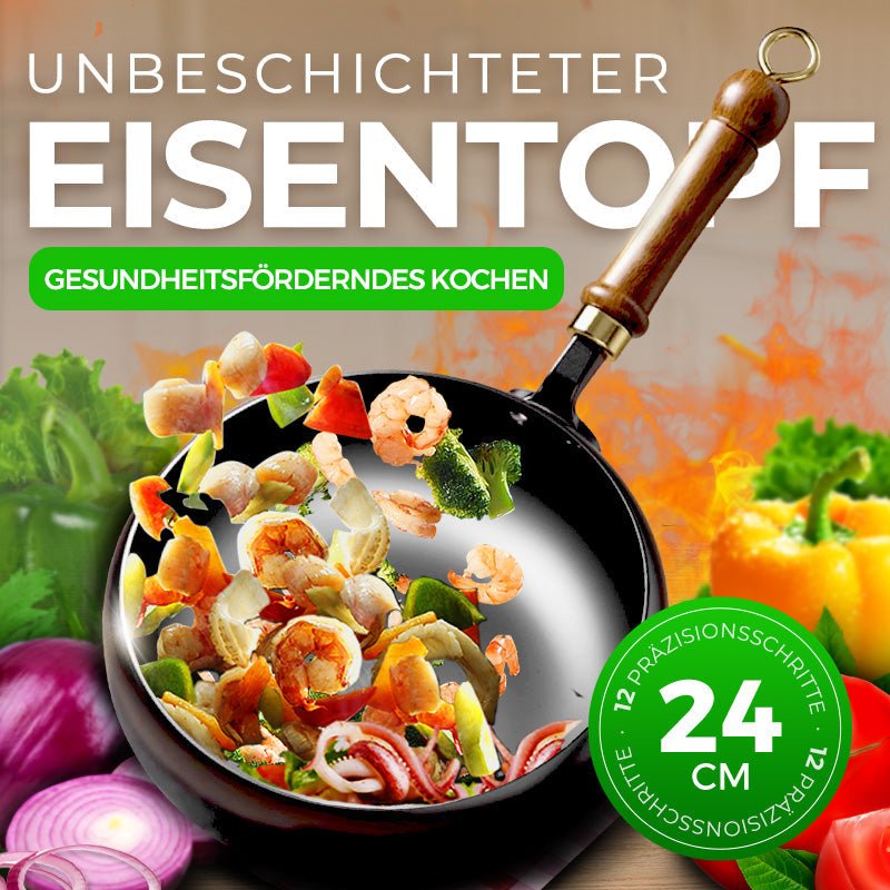 Ironova - 100% reiner Gusseisen-Wok, unbeschichtet und natürlich Antihaft - Sopheria