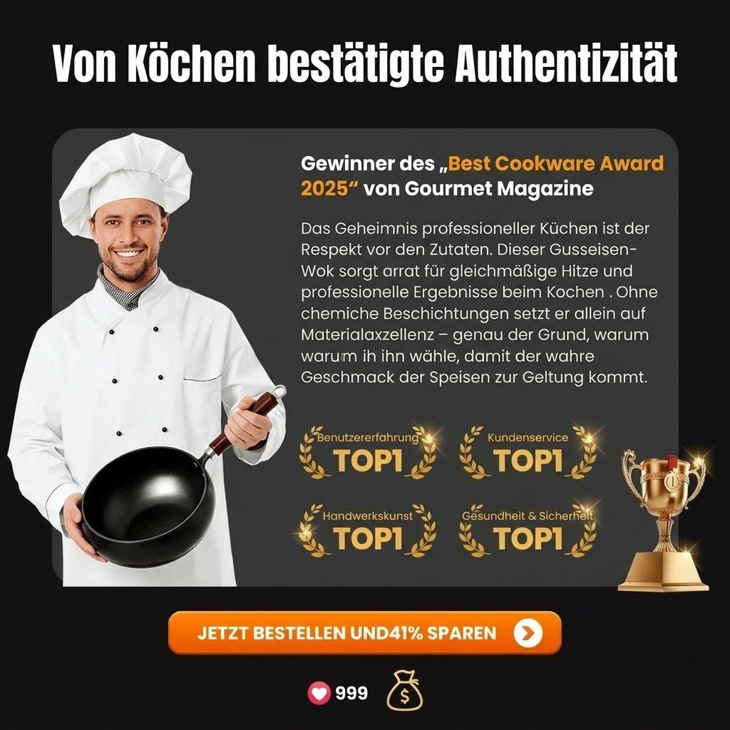 Ironova - 100% reiner Gusseisen-Wok, unbeschichtet und natürlich Antihaft - Sopheria