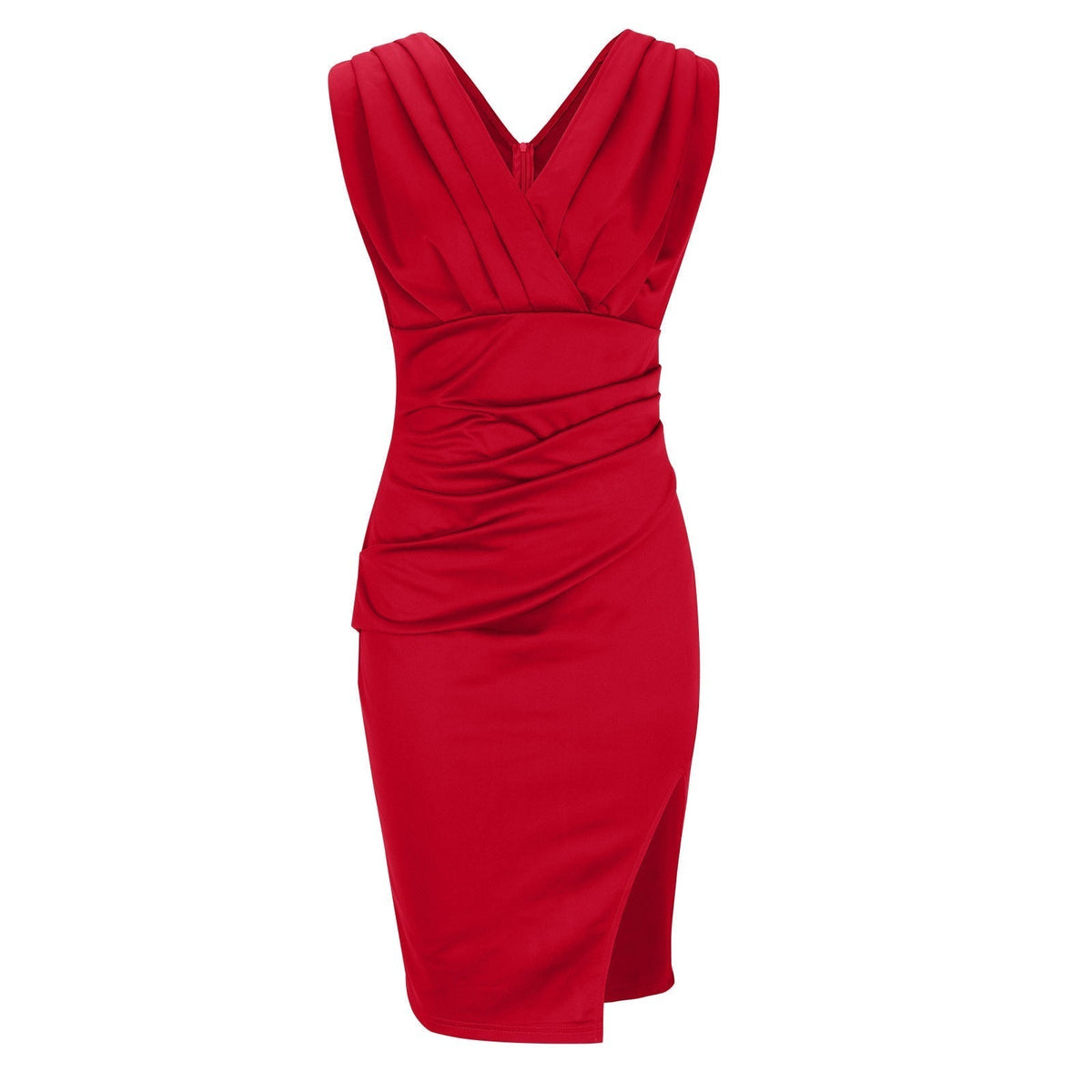 Isa™ | Eng anliegendes Kleid mit V-Ausschnitt und Schlitz - Sopheria