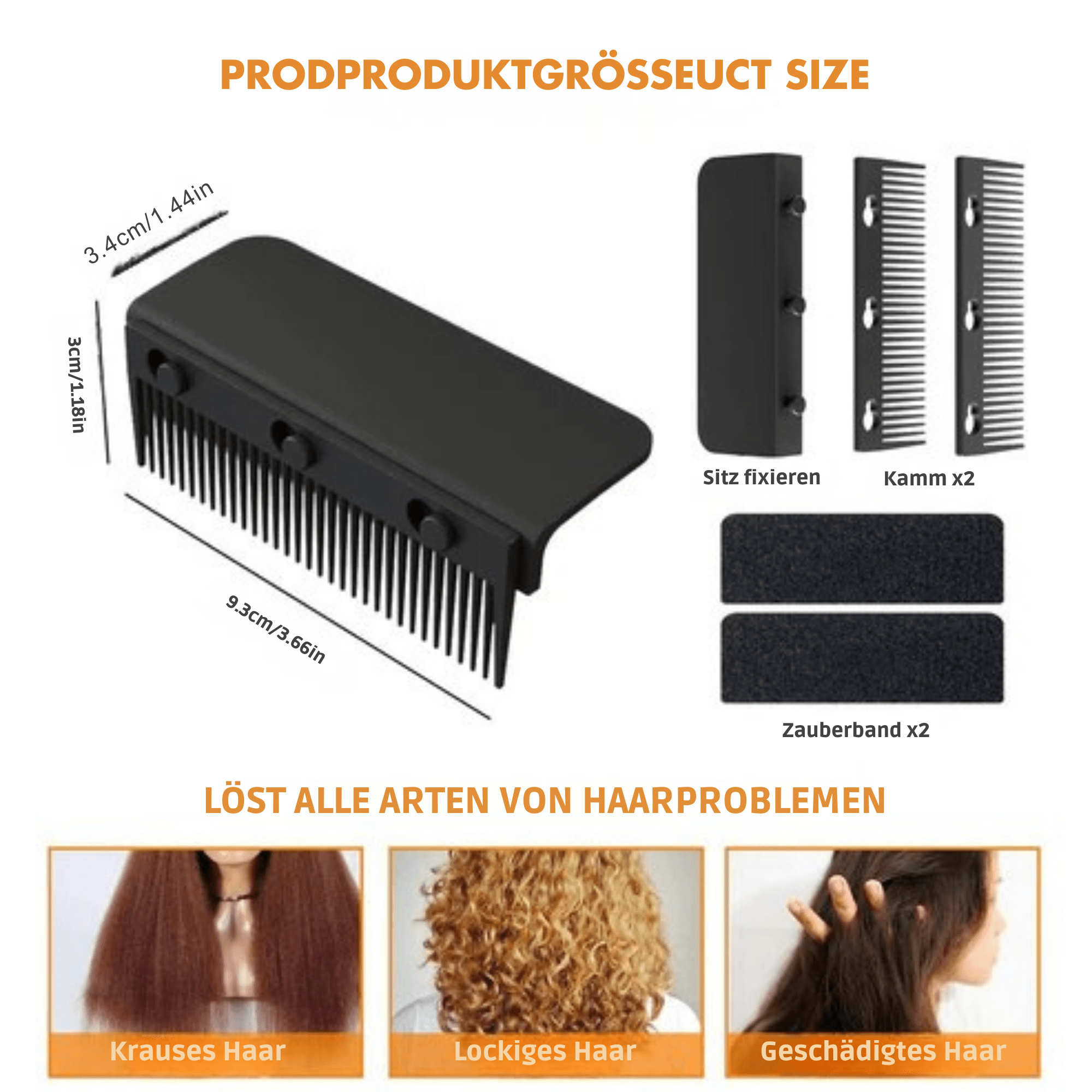 KammKomfort™ / Selbsthaftender Glätteisen-Kamm für seidig glattes Haar zu Hause - Sopheria