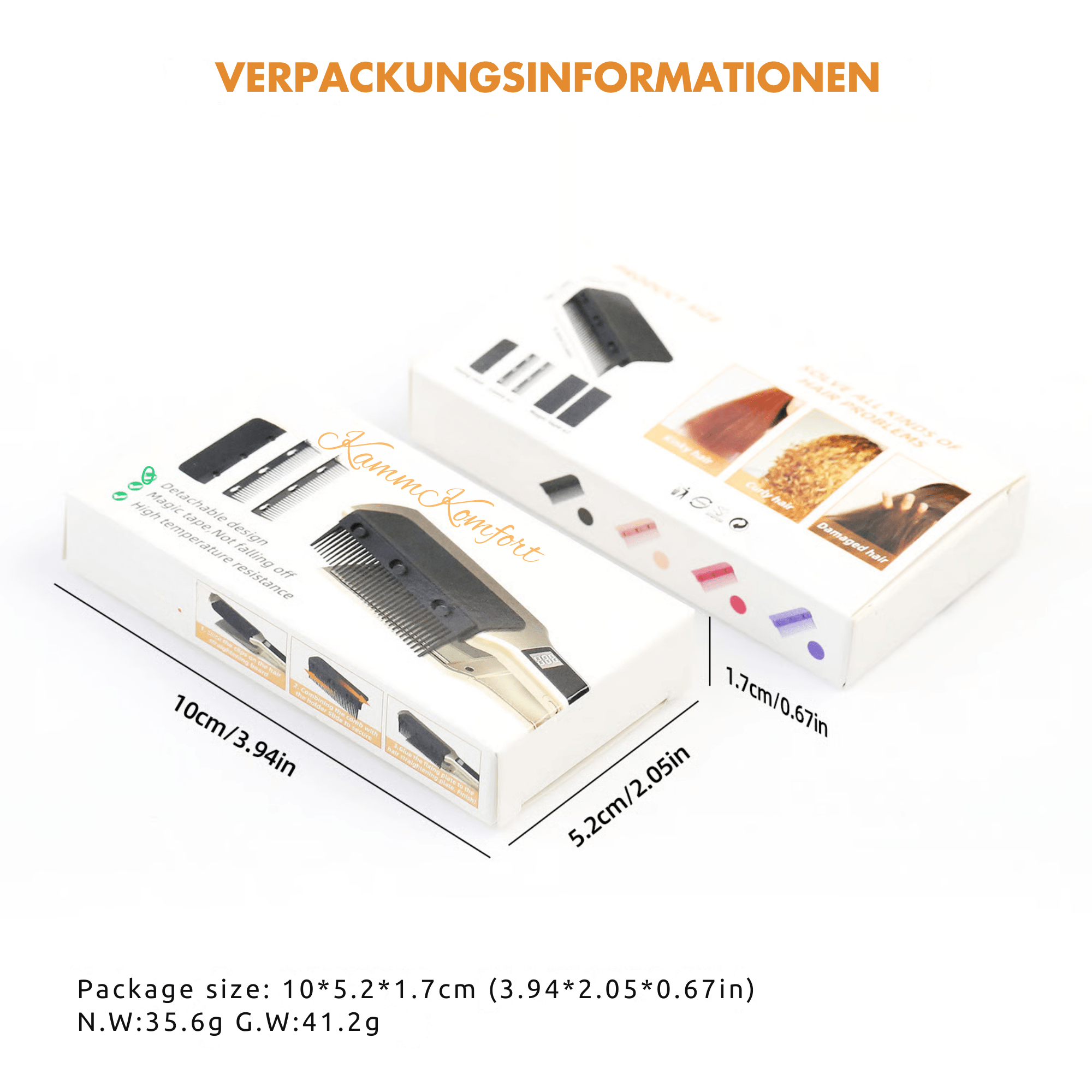 KammKomfort™ / Selbsthaftender Glätteisen-Kamm für seidig glattes Haar zu Hause - Sopheria