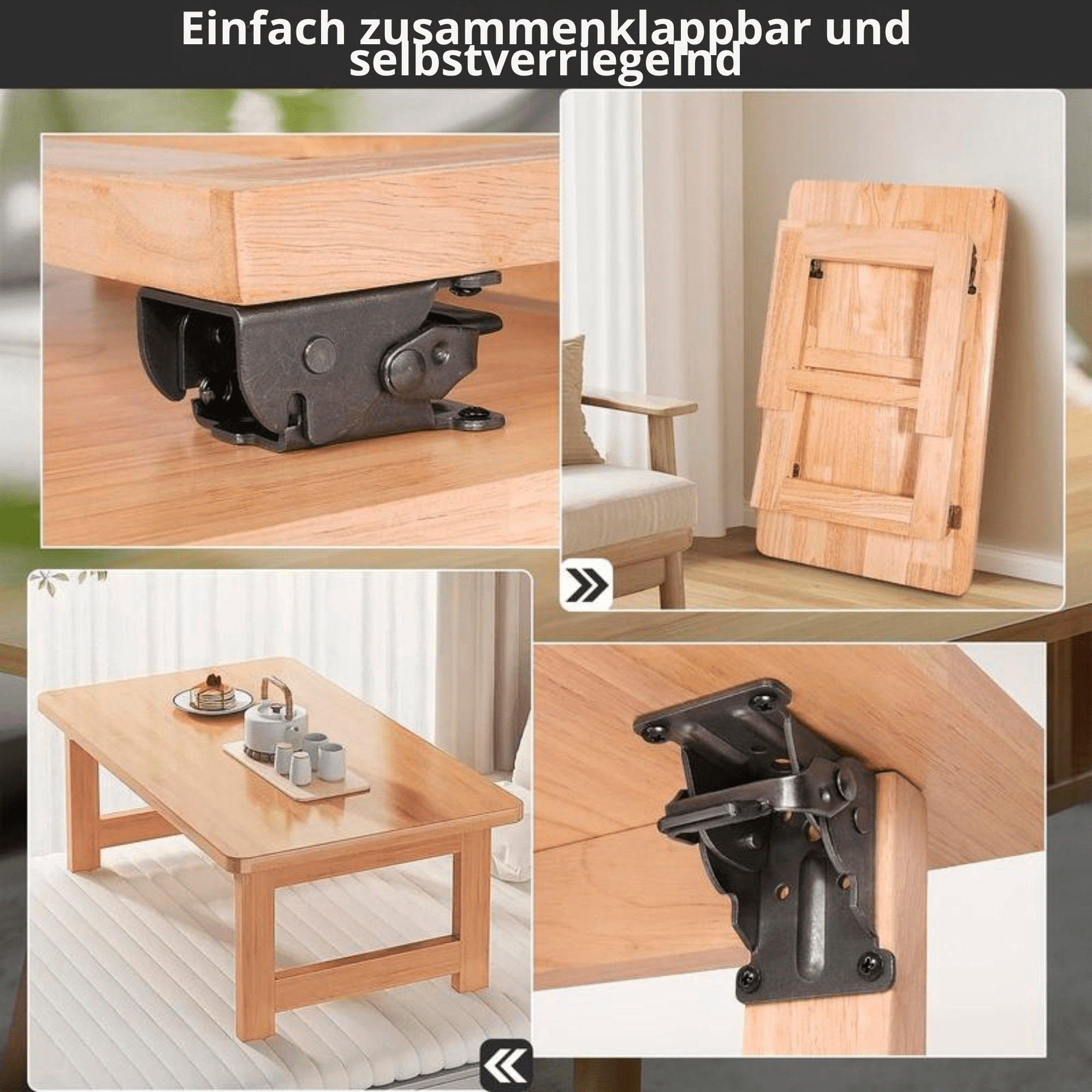 KlappKraft™ / Hochleistungsfähige Klapptischbeinhalterungen mit selbstverriegelnden Scharnieren (1+1 Gratis) - Sopheria