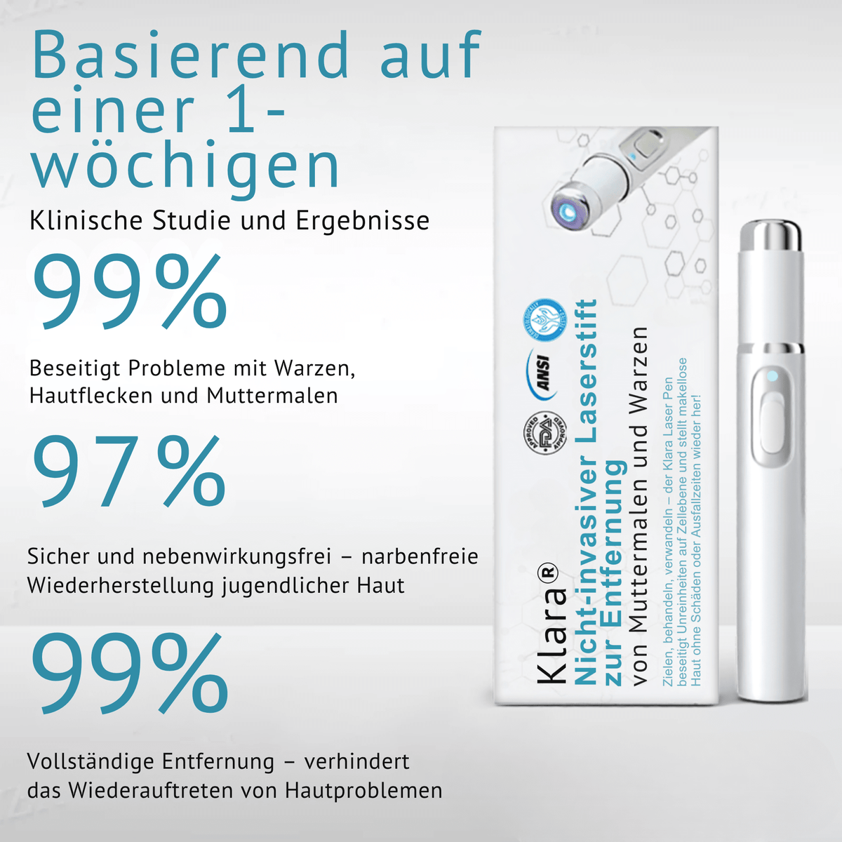 Klara® Schmerzfreier Laserstift zur Entfernung von Muttermalen und Warzen – Promax Edition - Sopheria