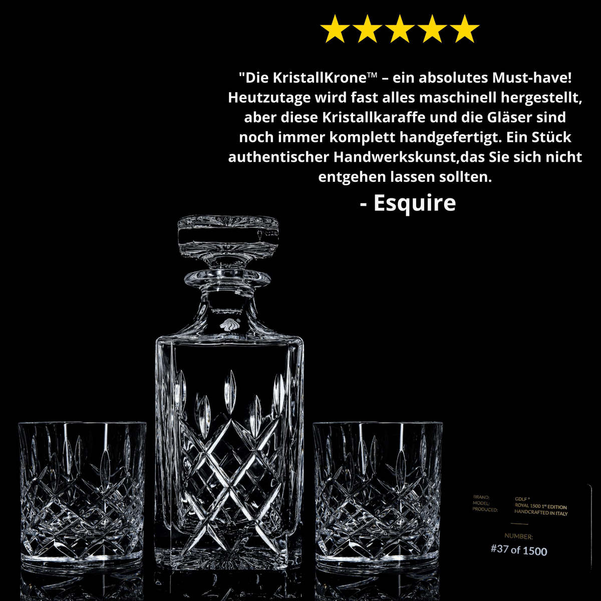 KristallKrone™ / Handgefertigtes Kristall-Whisky-Set in limitierter Auflage - Sopheria