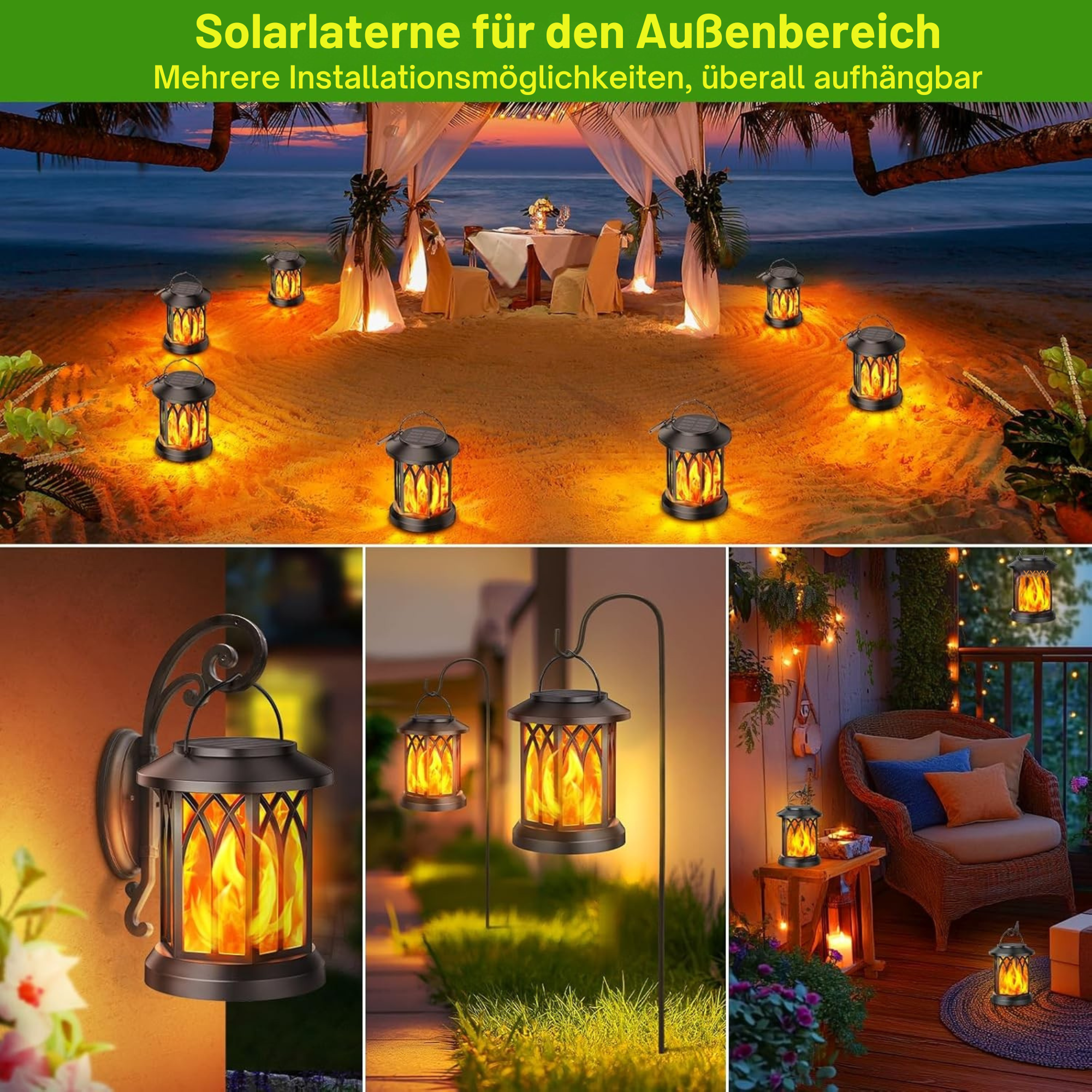 LaternenLeuchten™ / Flammenlaterne für gemütliche Abende im Freien - Sopheria