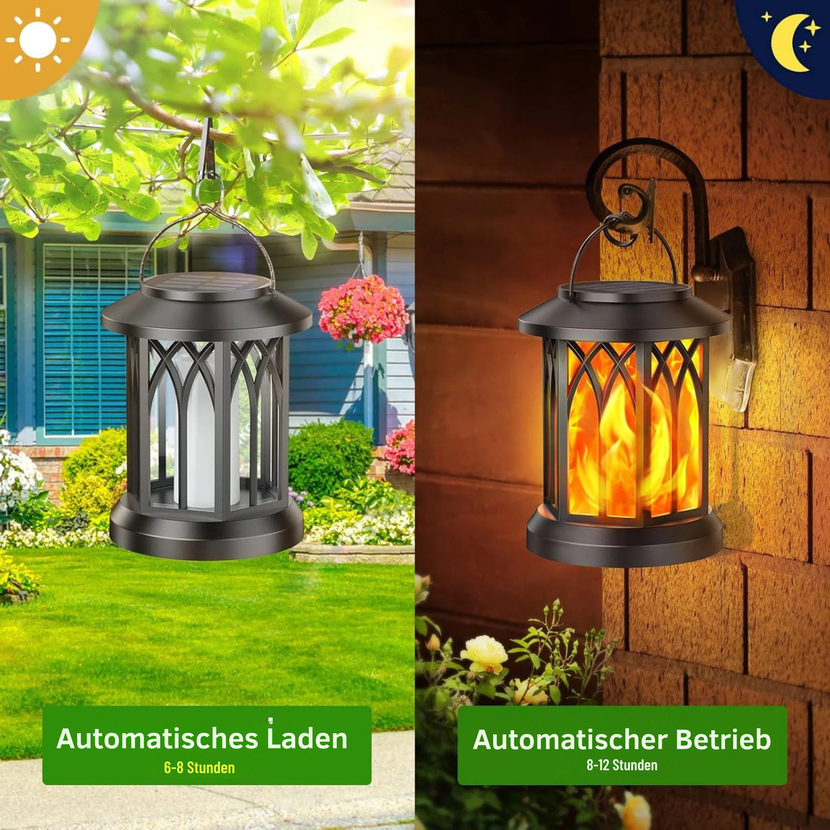 LaternenLeuchten™ / Flammenlaterne für gemütliche Abende im Freien - Sopheria