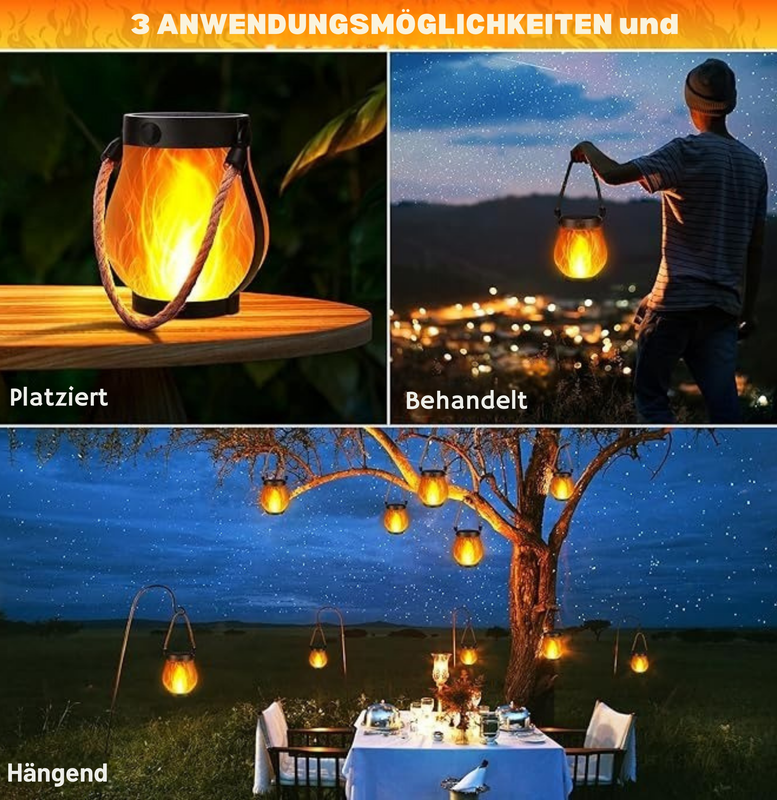 LaternenLust™ / Solar-Lichtlaternen mit tanzender Flamme - Sopheria