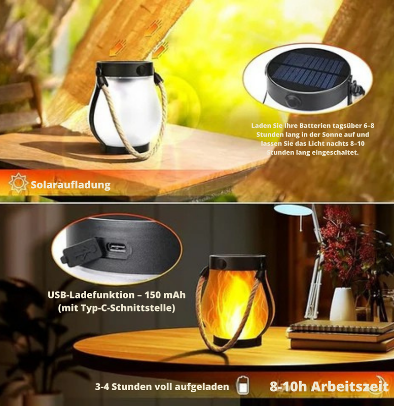 LaternenLust™ / Solar-Lichtlaternen mit tanzender Flamme - Sopheria