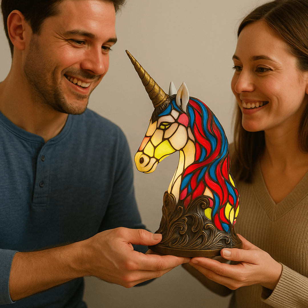 LeuchtEinhorn - handgefertigte Lampe, die Herzen erstrahlen lässt - Sopheria