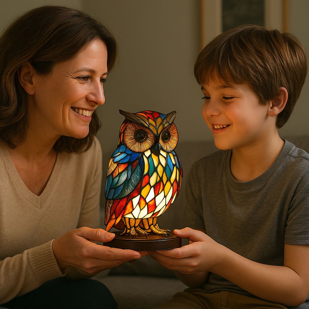 LeuchtEule - handgefertigte Lampe, die Herzen erstrahlen lässt - Sopheria
