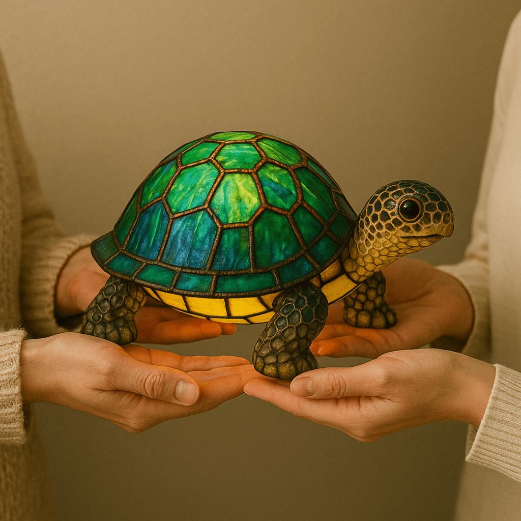 LeuchtSchildkröte - handgefertigte Lampe, die Herzen erstrahlen lässt - Sopheria