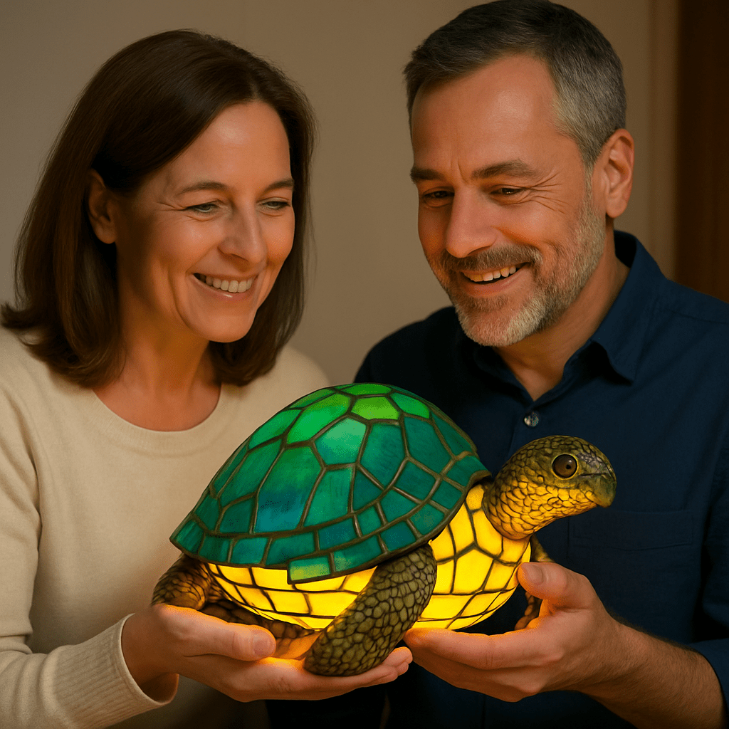 LeuchtSchildkröte - handgefertigte Lampe, die Herzen erstrahlen lässt - Sopheria