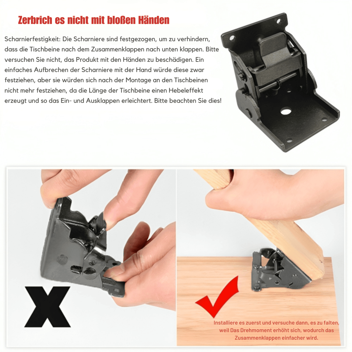 LockLeiste™ / Selbstverriegelnde, klappbare Stahlscharniere für Möbel im 90-Grad-Winkel (1+1 GRATIS) - Sopheria