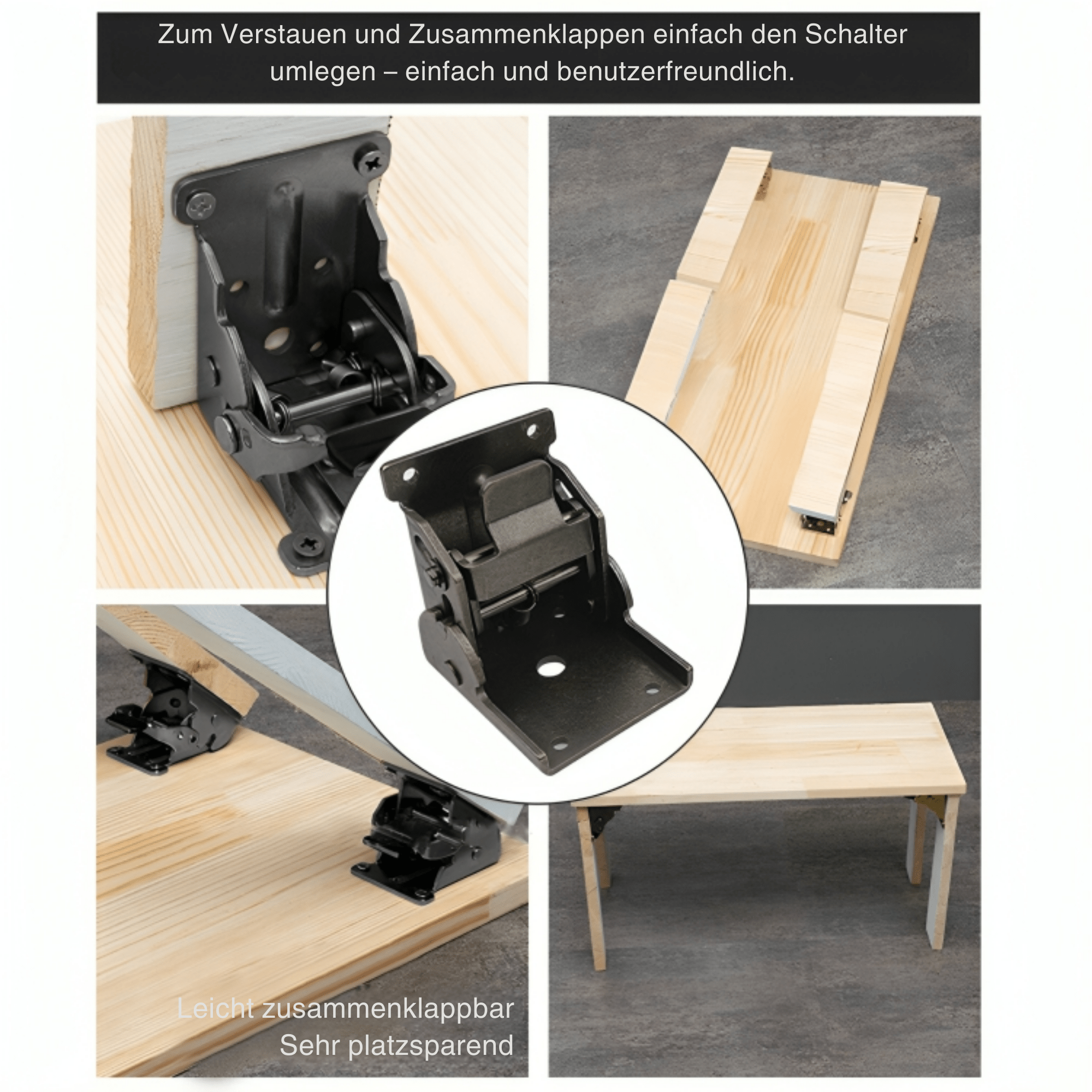 LockLeiste™ / Selbstverriegelnde, klappbare Stahlscharniere für Möbel im 90-Grad-Winkel (1+1 GRATIS) - Sopheria