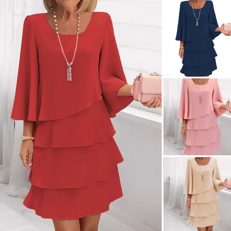 Lunara - Elegantes Rüschenkleid mit Volants & eckigem Ausschnitt [50% RABATT] - Sopheria