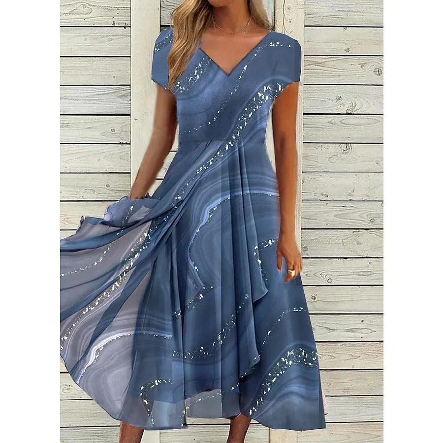 Cristine / V-Ausschnitt-Midikleid