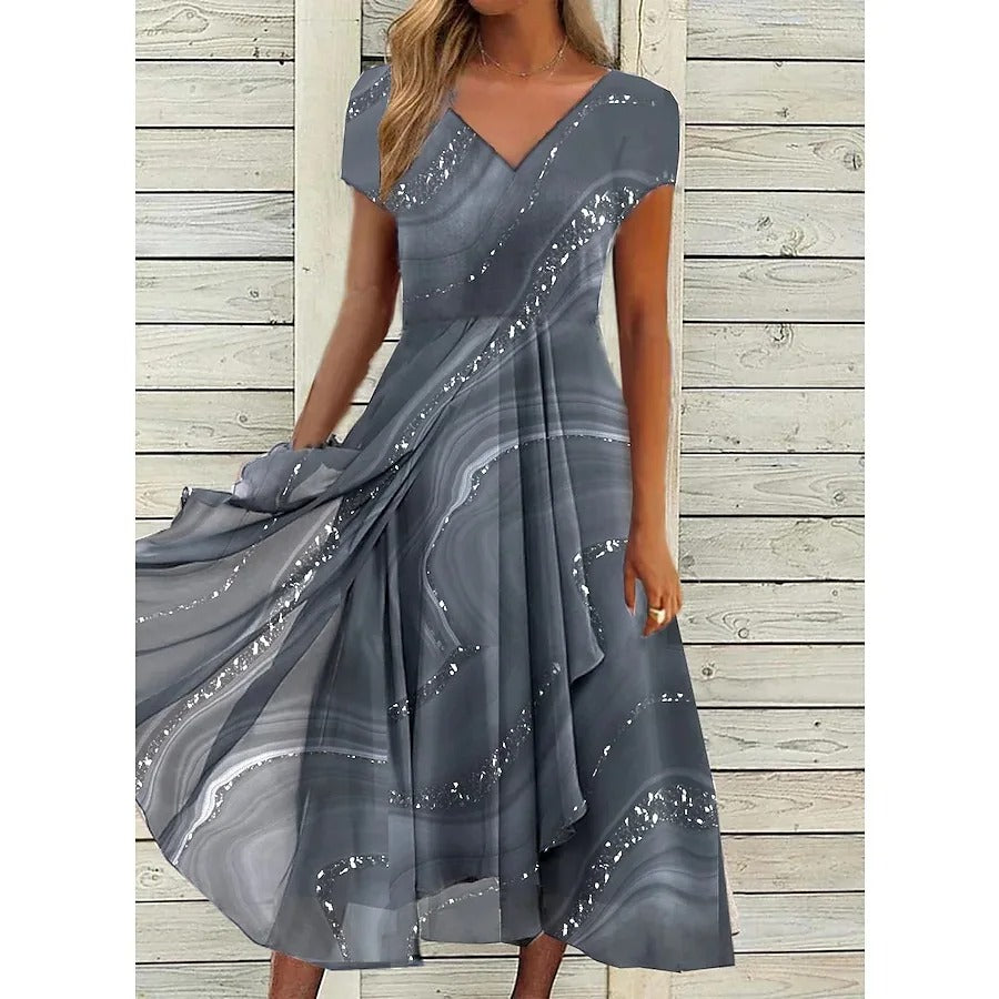 Cristine / V-Ausschnitt-Midikleid