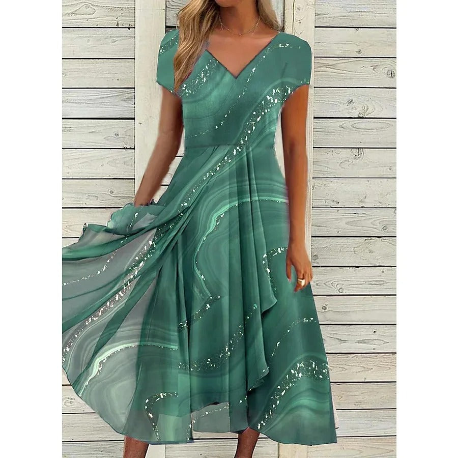 Cristine / V-Ausschnitt-Midikleid