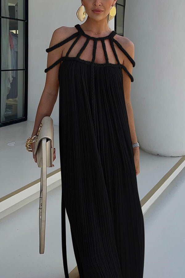 Maxikleid Hannelore aus Leinenmix mit geflochtenen Trägern – modern & elegant - Sopheria