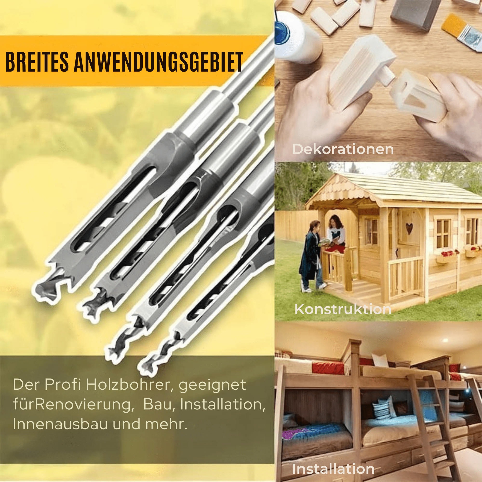 MeißelMeister™ / Hohlmeißel-Bohrer – Präzises quadratisches Loch Holzwerkzeug - Sopheria