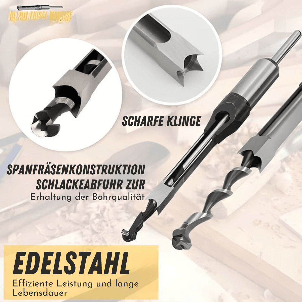 MeißelMeister™ / Hohlmeißel-Bohrer – Präzises quadratisches Loch Holzwerkzeug - Sopheria
