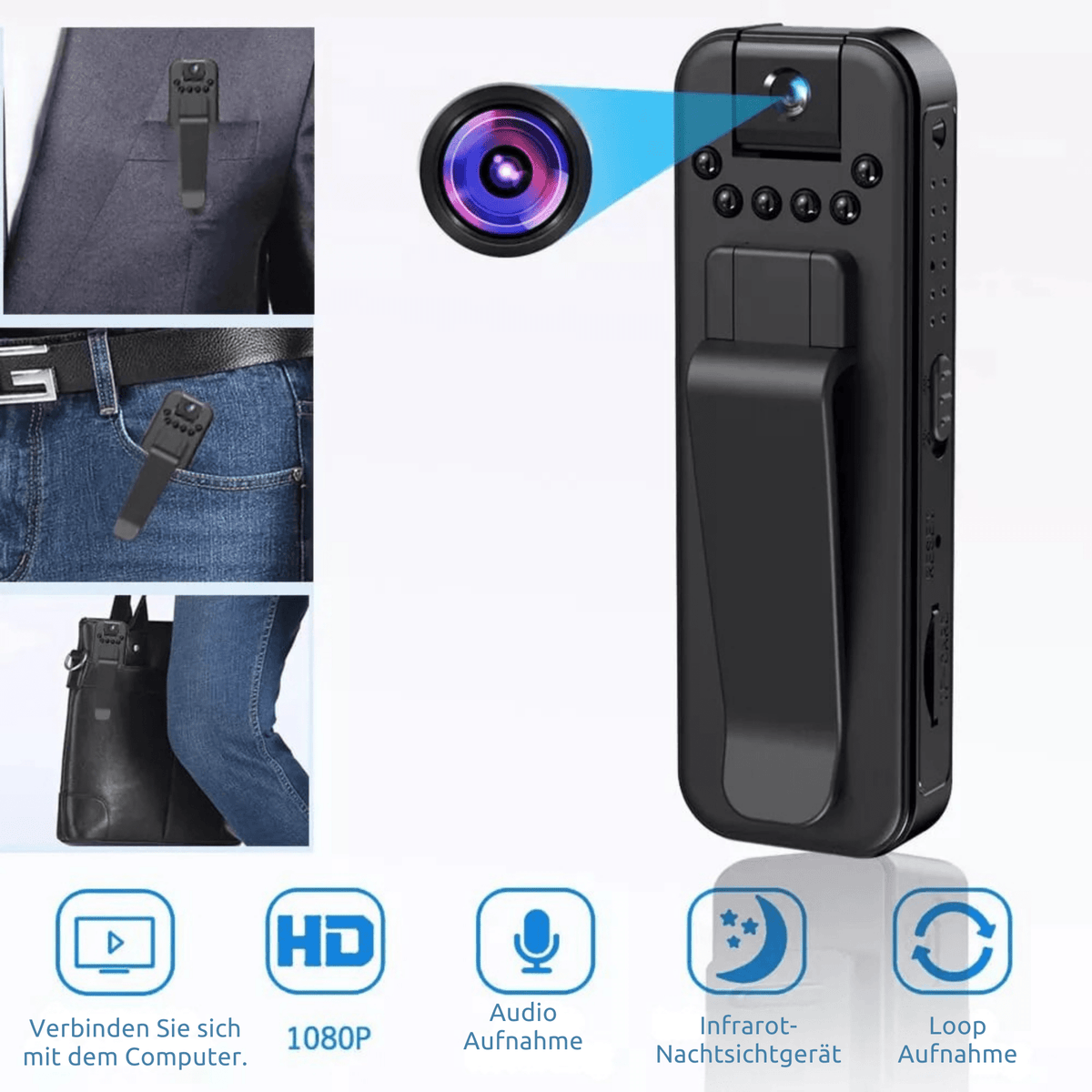 MiniMemo™ / 1080 Mini-Body-Cam – Tag- und Nachtaufnahmen leicht gemacht! - Sopheria