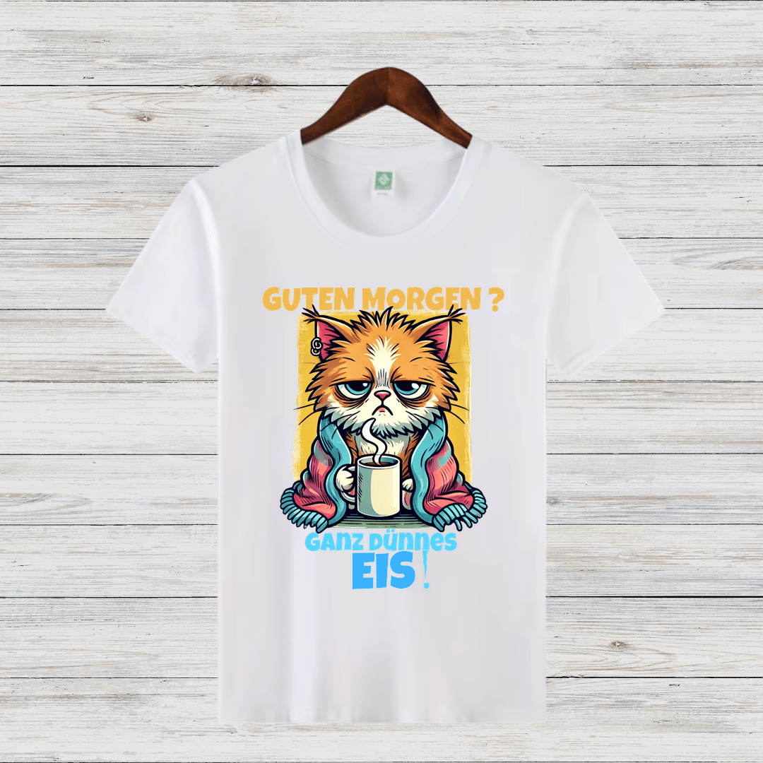 Mürrische Katze | Lustiges Kaffeeliebhaber-Shirt | Humorvolles Winterdesign | Statement Shirt für kalte Tage - Sopheria