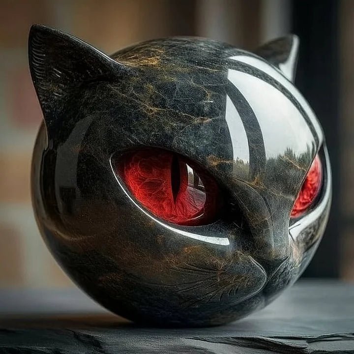 MystikMiez™ / Mystische Schwarze Katzenkopf Skulptur - Sopheria
