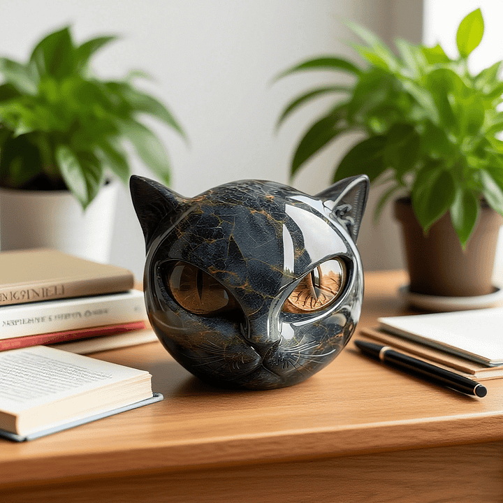 MystikMiez™ / Mystische Schwarze Katzenkopf Skulptur - Sopheria