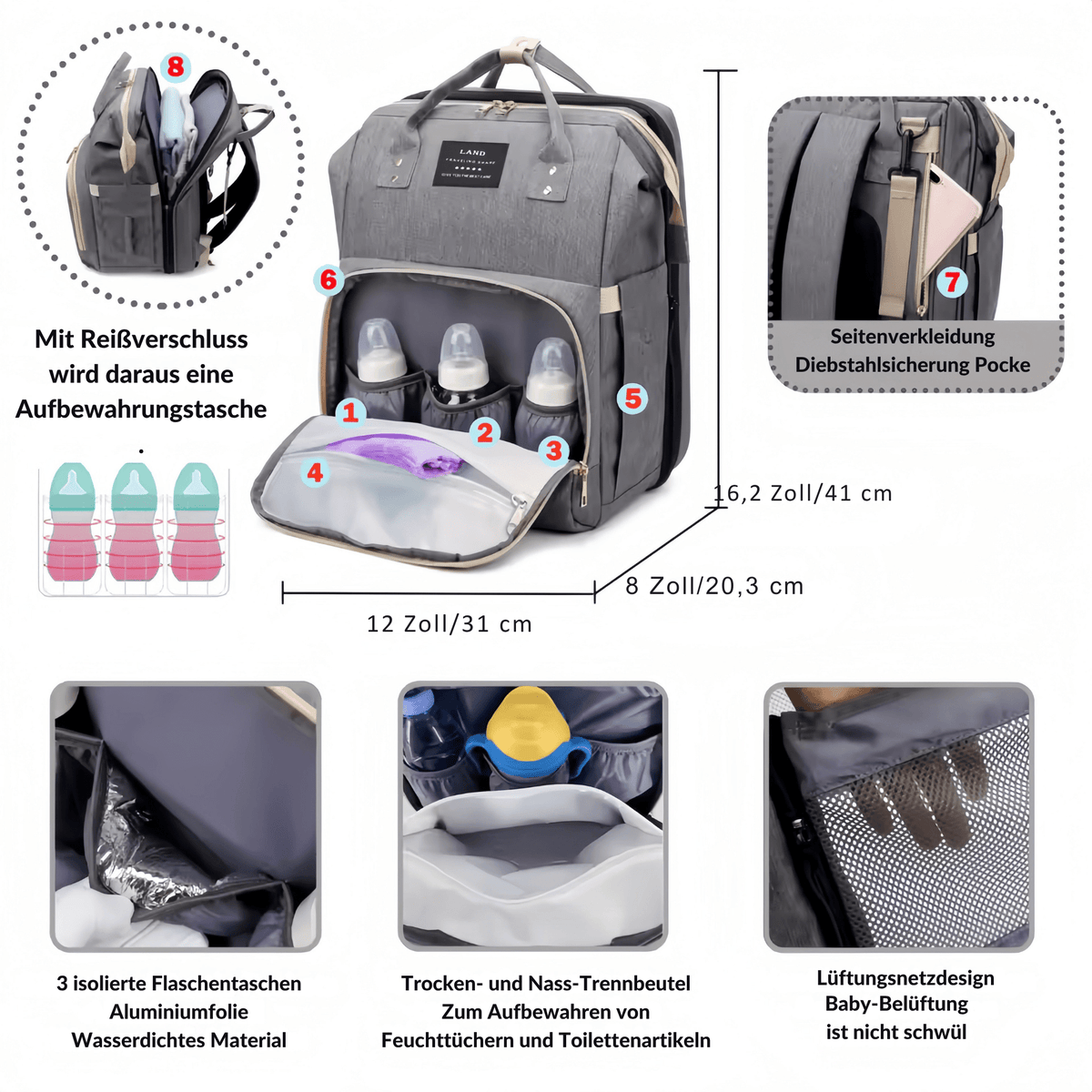 ReiseRuh™ / Die All-in-One-Wickeltasche und das tragbare Babybett - Sopheria