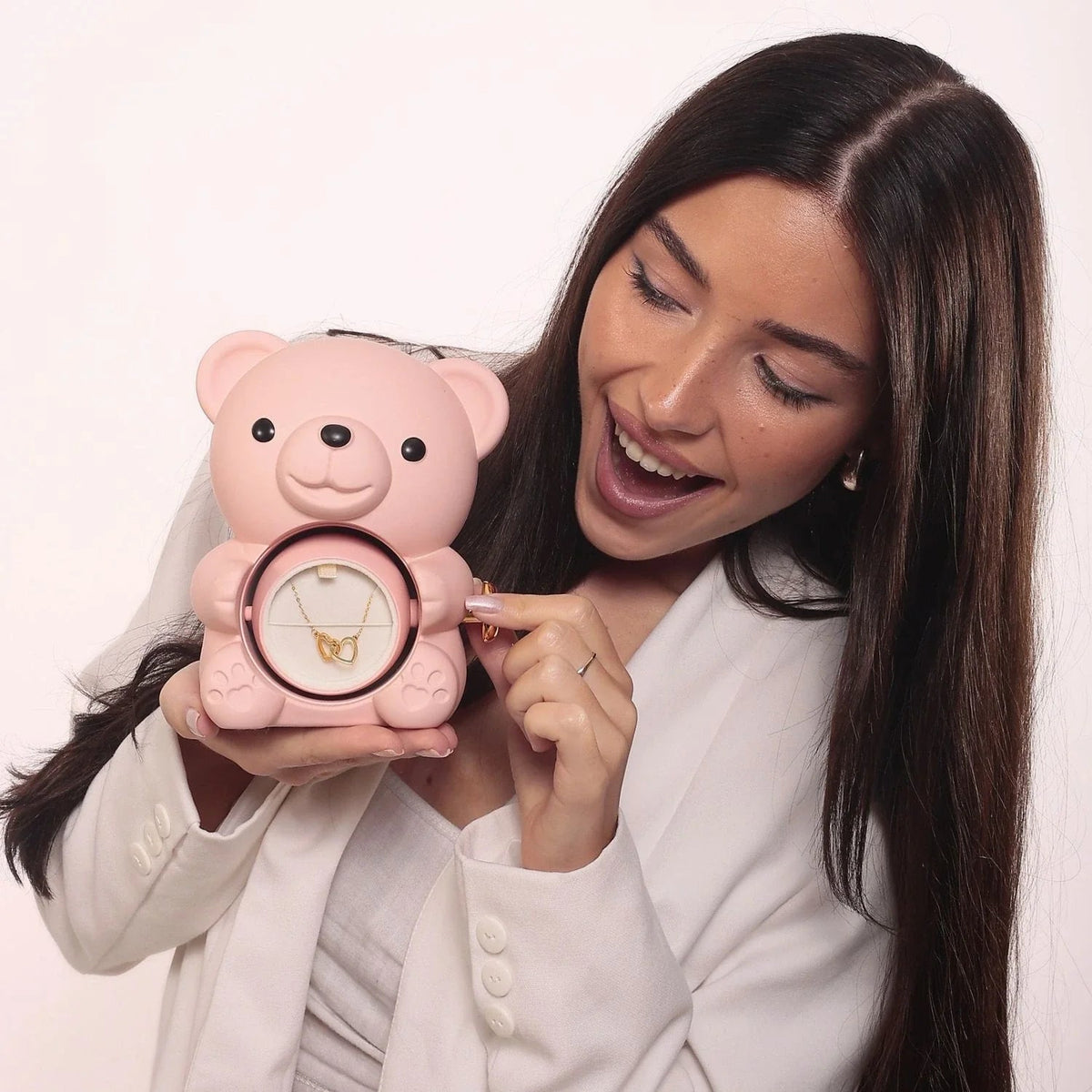 Rosenherz – Teddybär-Geschenkbox mit ewiger Rose & gravierter Halskette - Sopheria