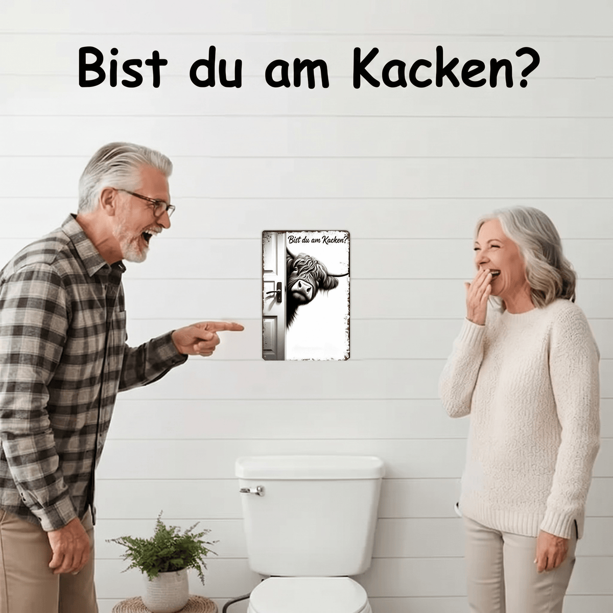 Rustiva - Lustiges Highland Kuh Wandbild im Vintage Stil - Sopheria