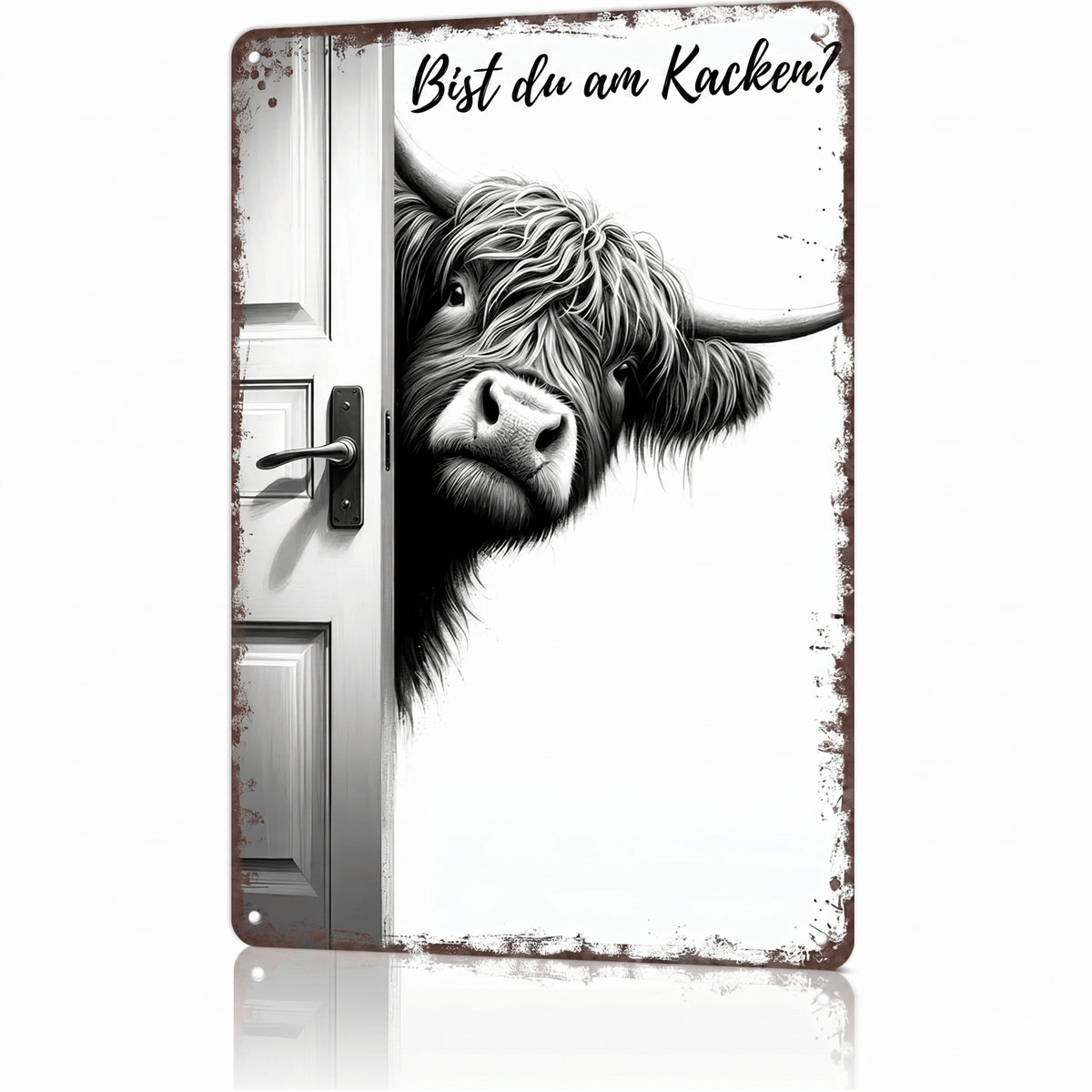 Rustiva - Lustiges Highland Kuh Wandbild im Vintage Stil - Sopheria