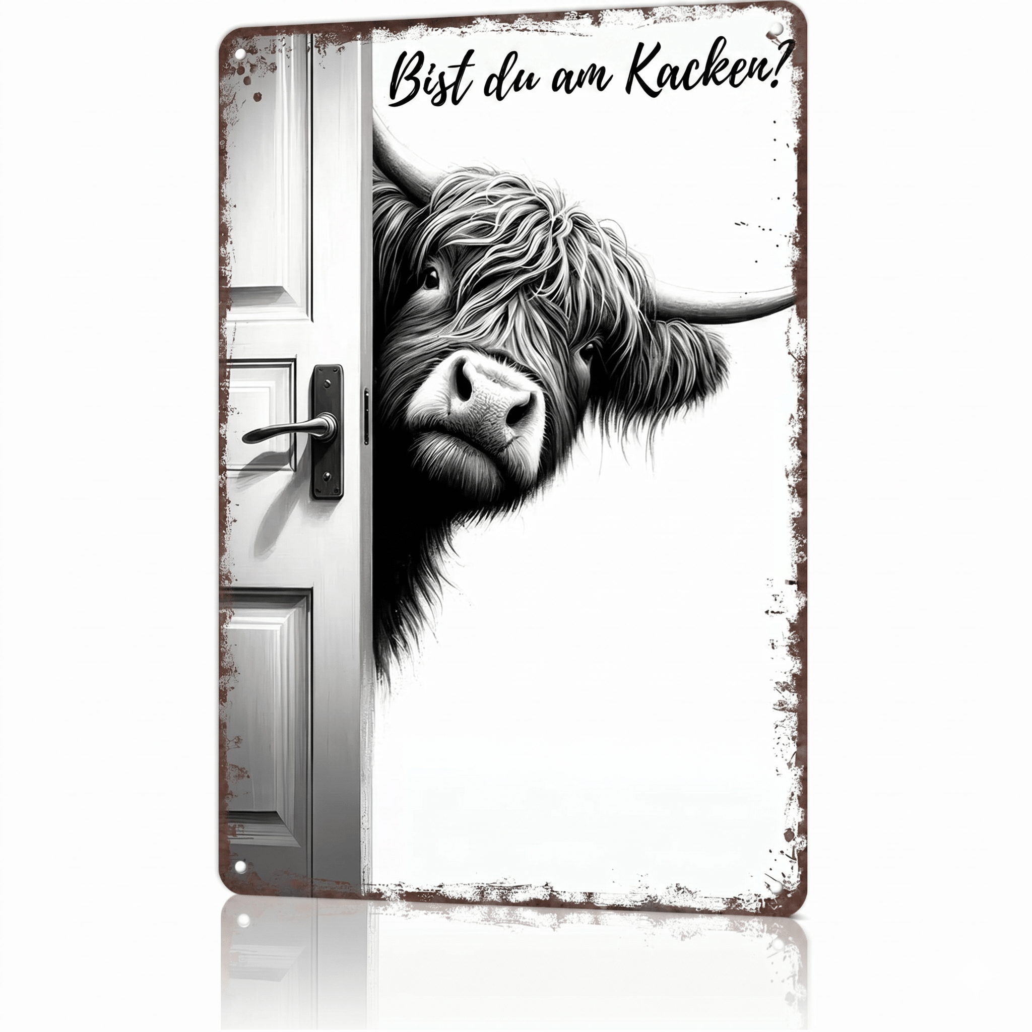 Rustiva - Lustiges Highland Kuh Wandbild im Vintage Stil - Sopheria
