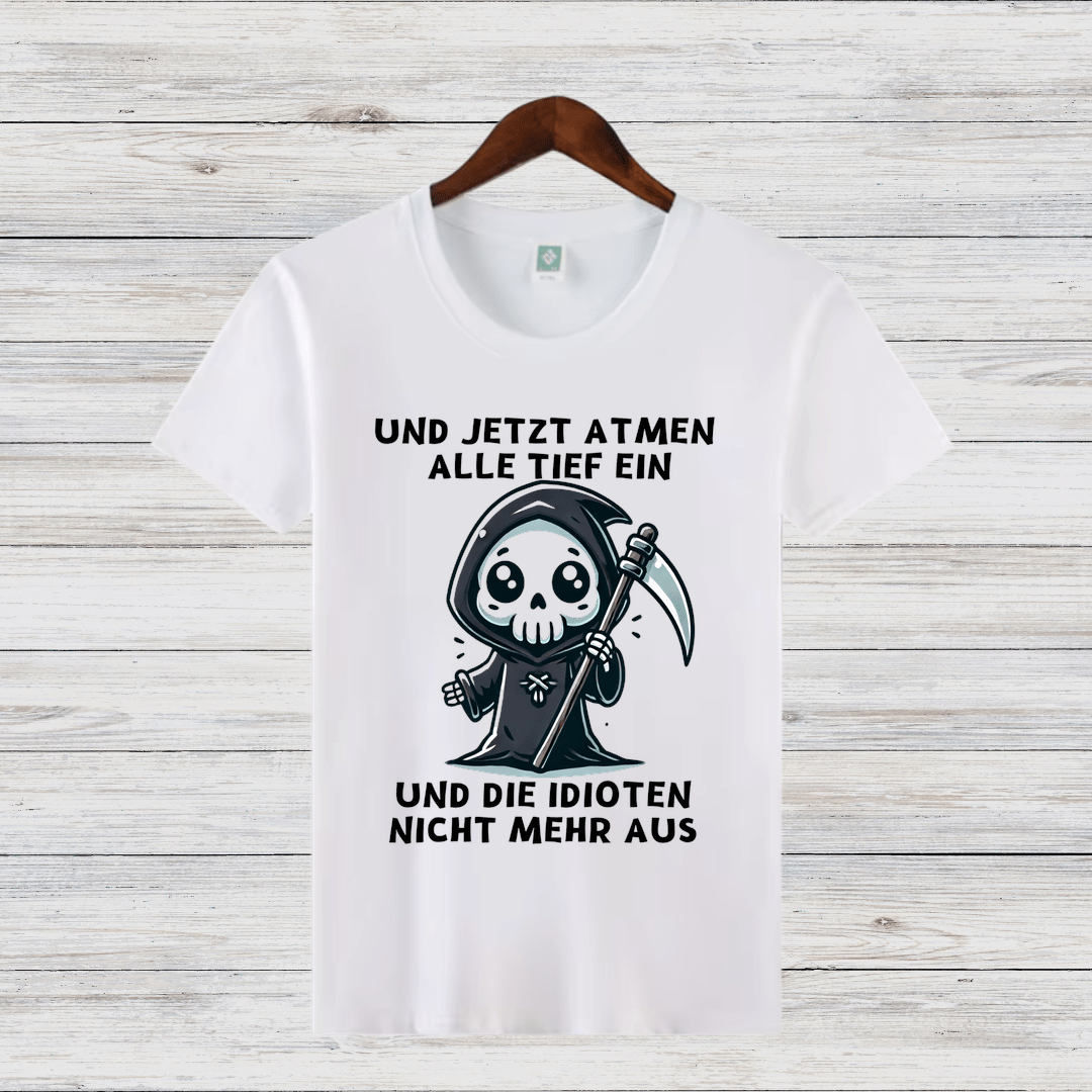 Sensenmann Shirt | Humorvolles Statement | Lustiges Winterdesign | Damen T-Shirt für kalte Tage - Sopheria