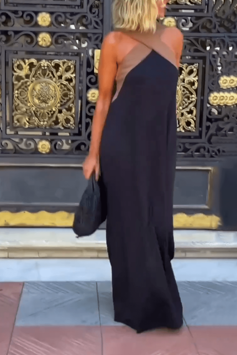 Silvara - Ärmelloses Cross-Halterkleid mit Patchwork-Design - Sopheria