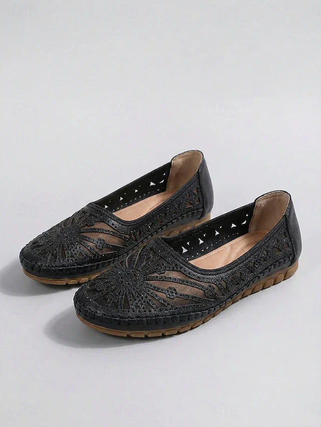 Damen Atmungsaktive Slip-On-Schuhe | Hollow-Out Komfort-Ballerinas mit Weicher Gepolsterter Innensohle, Leichter Flexibler Sohle & Rutschfestem Design für Gehen, Reisen & Alltag | Marivelle