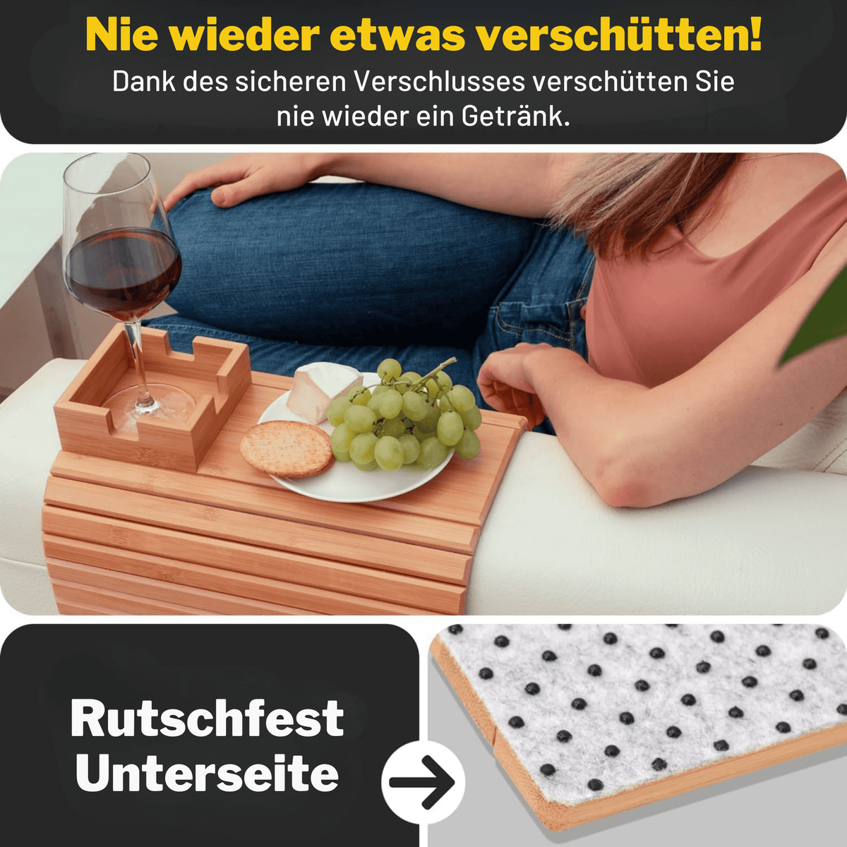 SnackStütze™ / Bambus-Couchbecherhalter – Der beste Freund Ihres Sofas - Sopheria