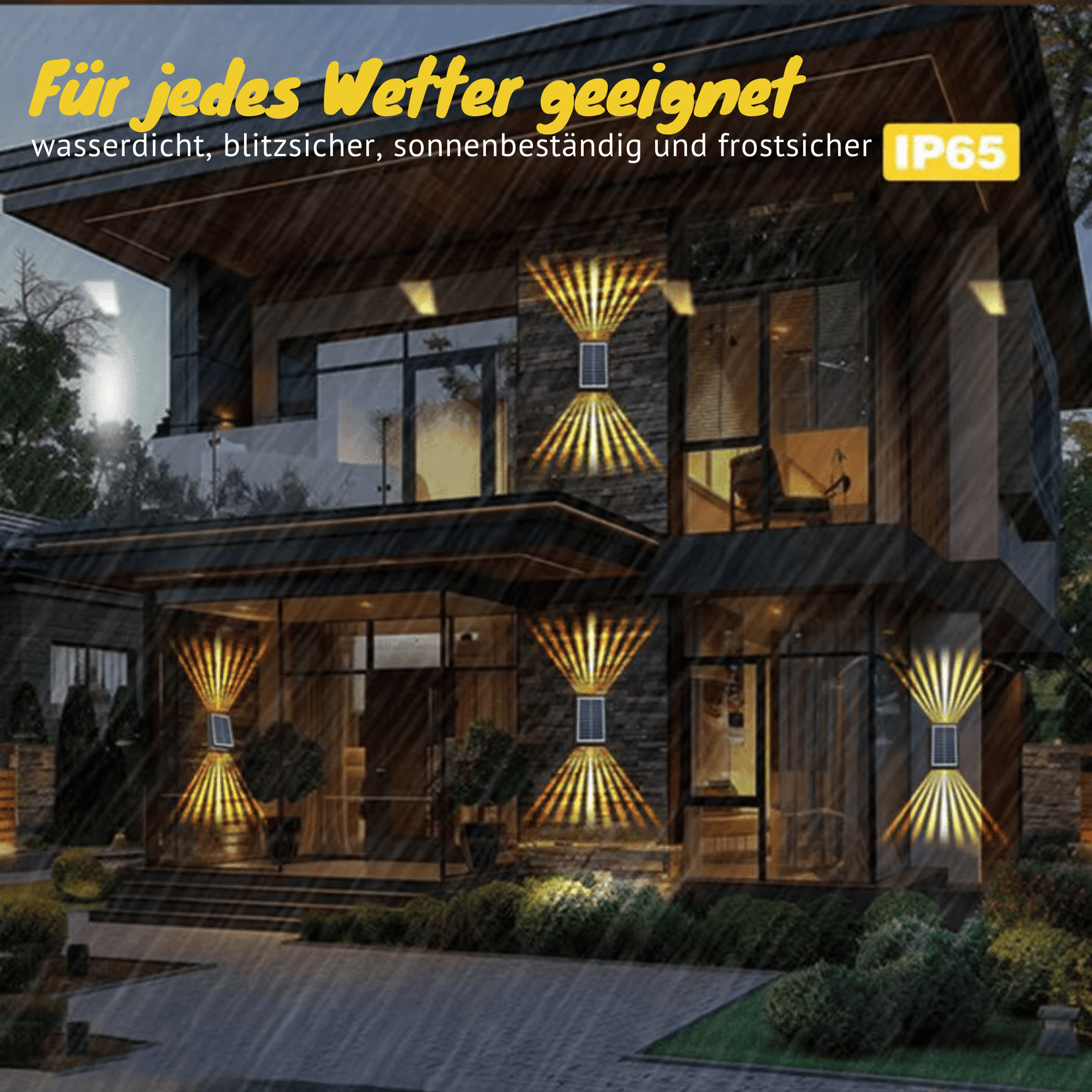 SolarStrahl™ / 4 LED-Solar-Wandleuchten für den Außenbereich - Sopheria