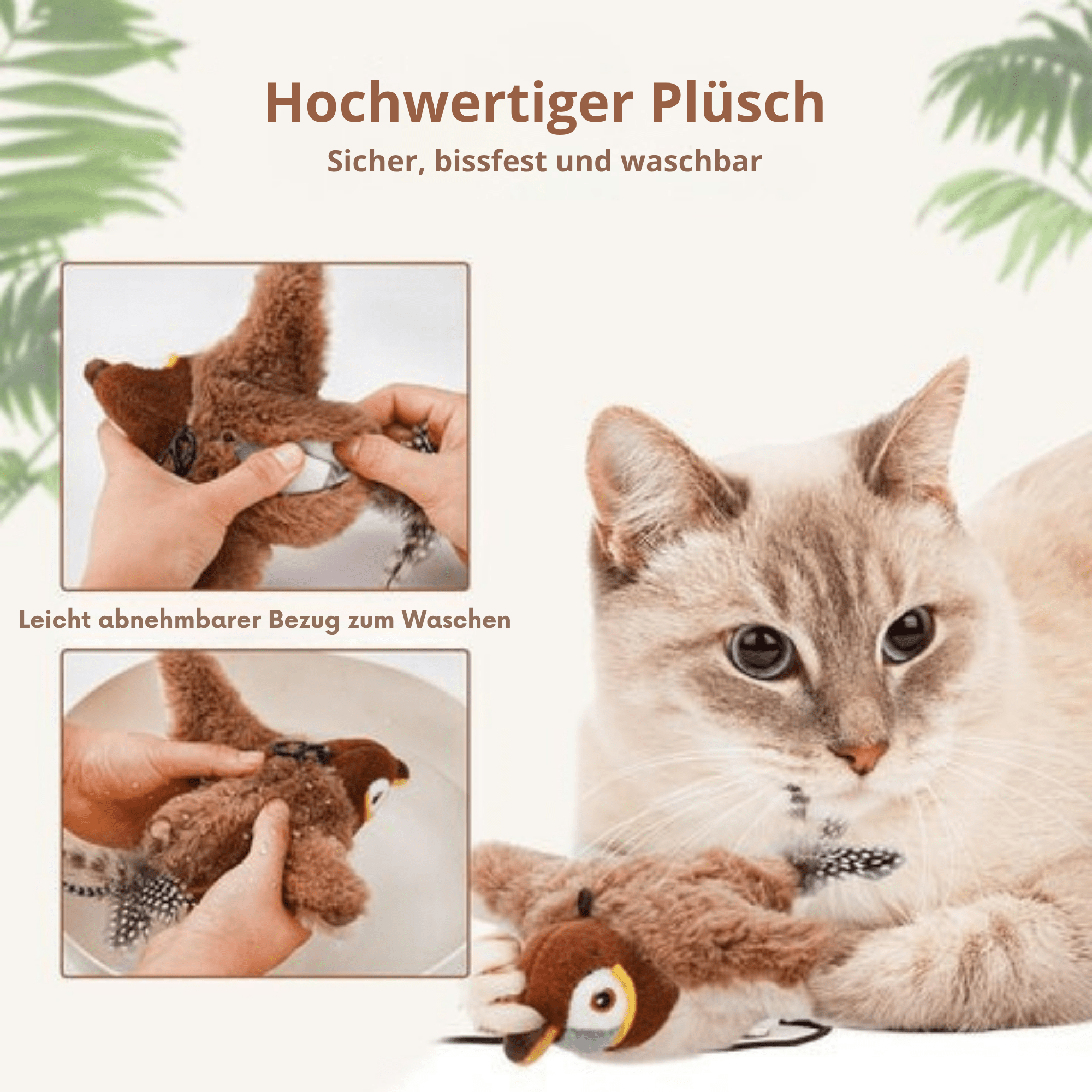 Spielvogel – Interaktives Katzenspielzeug mit Zwitschern & Flatterbewegung - Sopheria