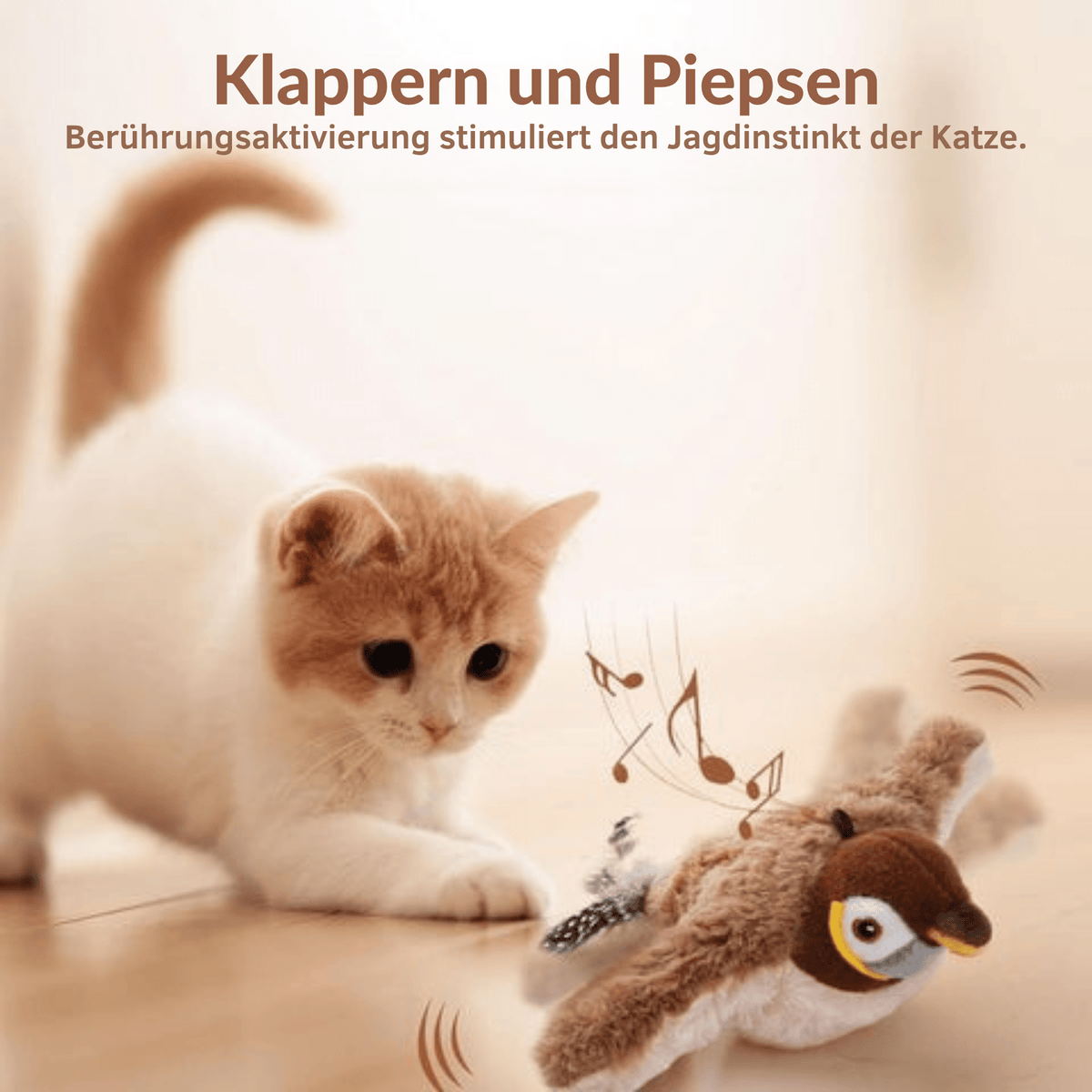 Spielvogel – Interaktives Katzenspielzeug mit Zwitschern & Flatterbewegung - Sopheria