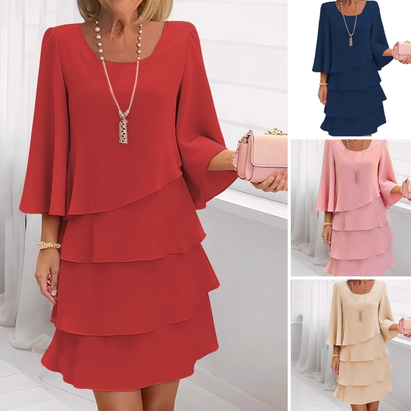Lunara - Elegantes Rüschenkleid mit Volants & eckigem Ausschnitt [50% RABATT]