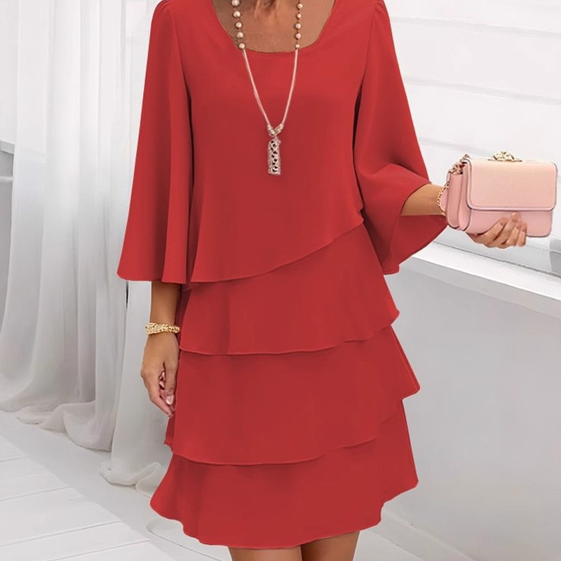 Lunara - Elegantes Rüschenkleid mit Volants & eckigem Ausschnitt [50% RABATT]