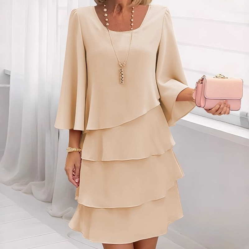 Lunara - Elegantes Rüschenkleid mit Volants & eckigem Ausschnitt [50% RABATT]