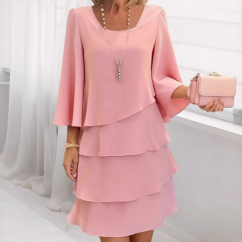Lunara - Elegantes Rüschenkleid mit Volants & eckigem Ausschnitt [50% RABATT]