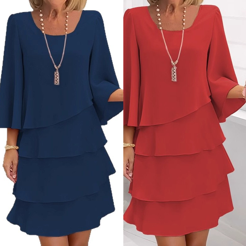 Lunara - Elegantes Rüschenkleid mit Volants & eckigem Ausschnitt [50% RABATT]