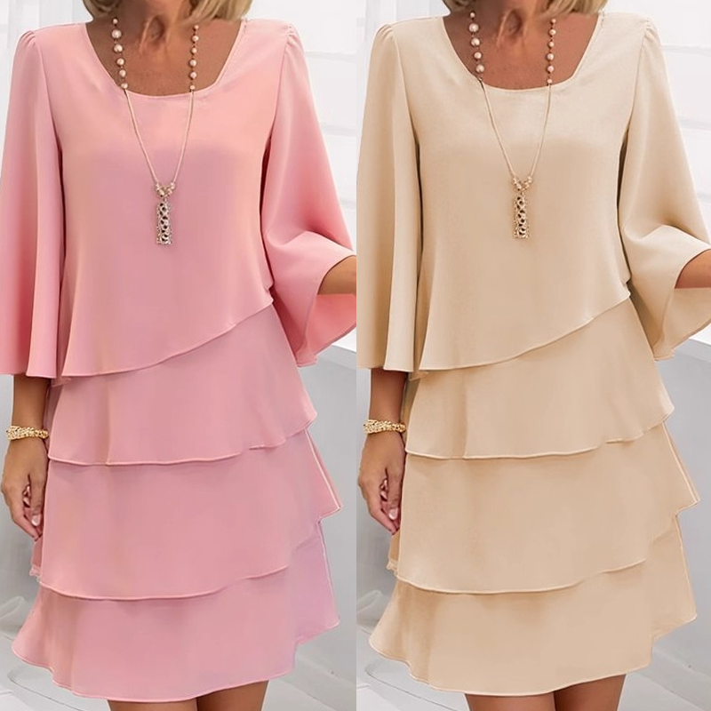 Lunara - Elegantes Rüschenkleid mit Volants & eckigem Ausschnitt [50% RABATT]