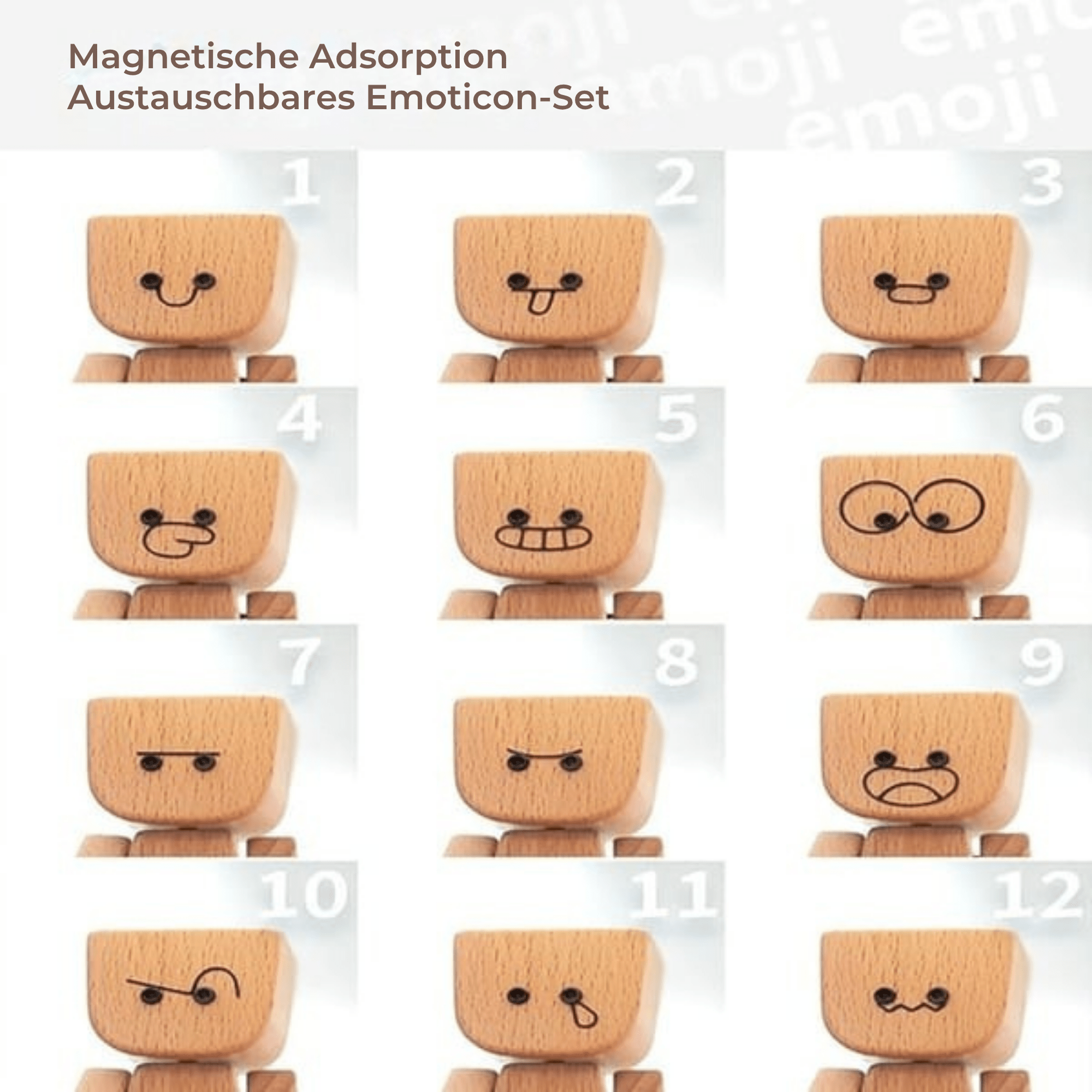 TanzTimber™ / Schaukelfigur aus Holz mit 12 magnetischen Emotionen - Sopheria